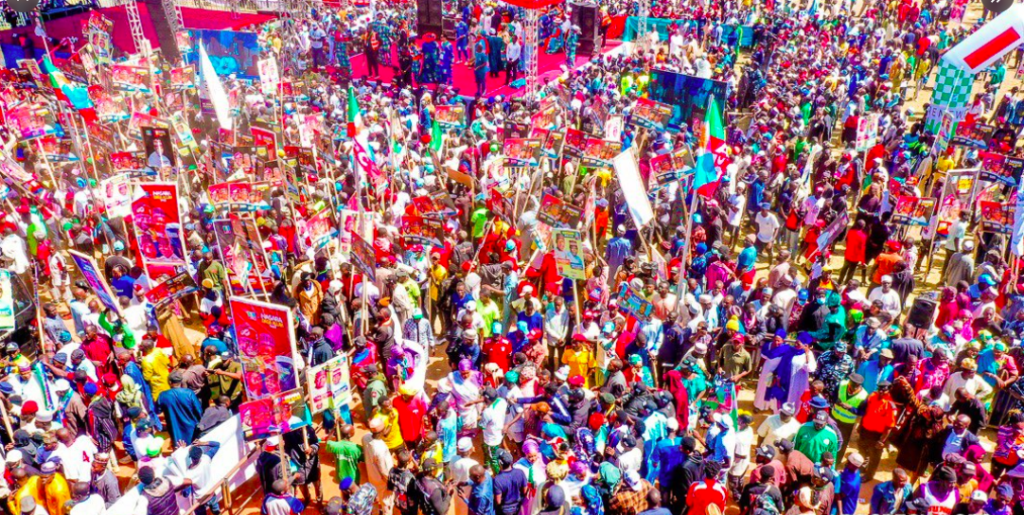 Tinubu Praises Buhari’s Achievements at Campaign Flag-Off; Says Hope is Back
