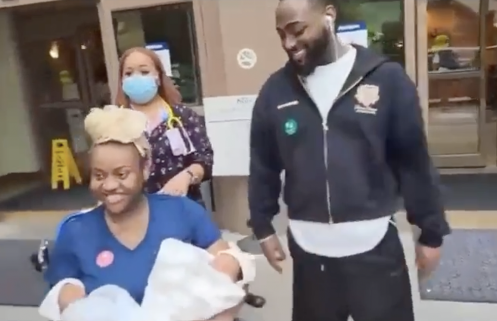 Davido, Chioma Spotted Leaving Hospital With Twins Chioma, Davido Leave Hospital