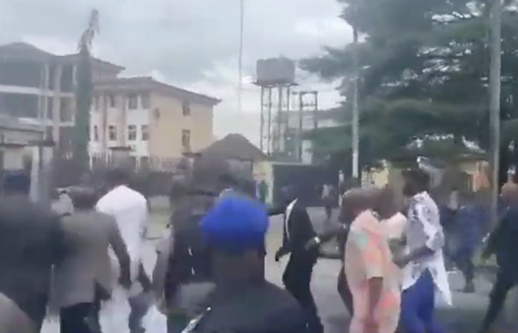 Policemen Teargas, Pour Water on Rivers Governor as Fubara Inspects Burnt Assembly