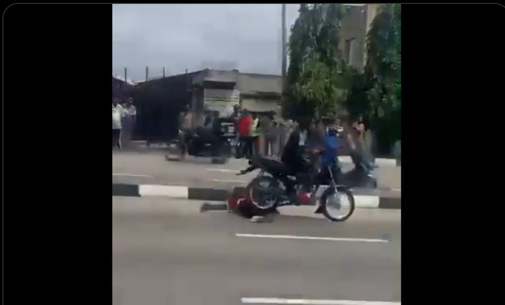 Bizarre! Okada Riders Kill Man, Ride Over His Corpse on Lagos Road (VIDEO)