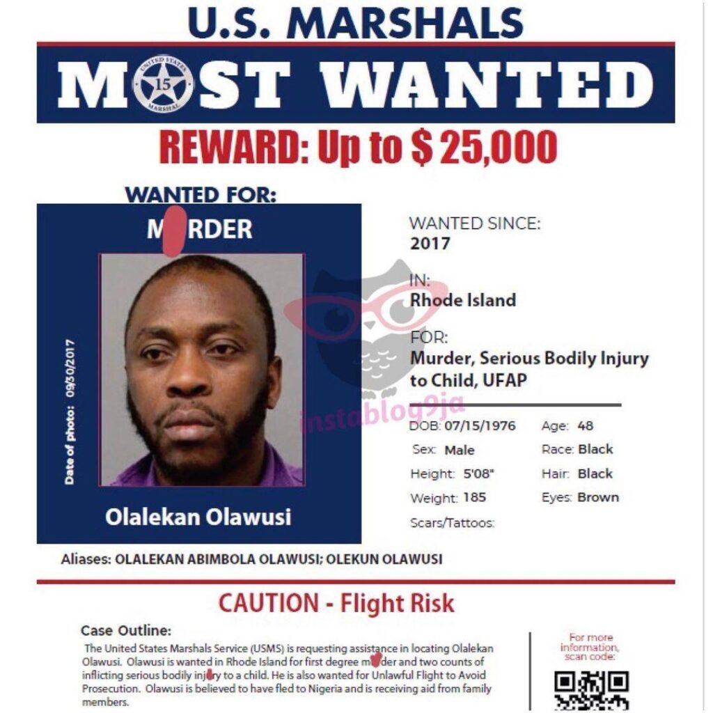 US Places $25,000 Reward for Information on Nigerian Wanted for Murder