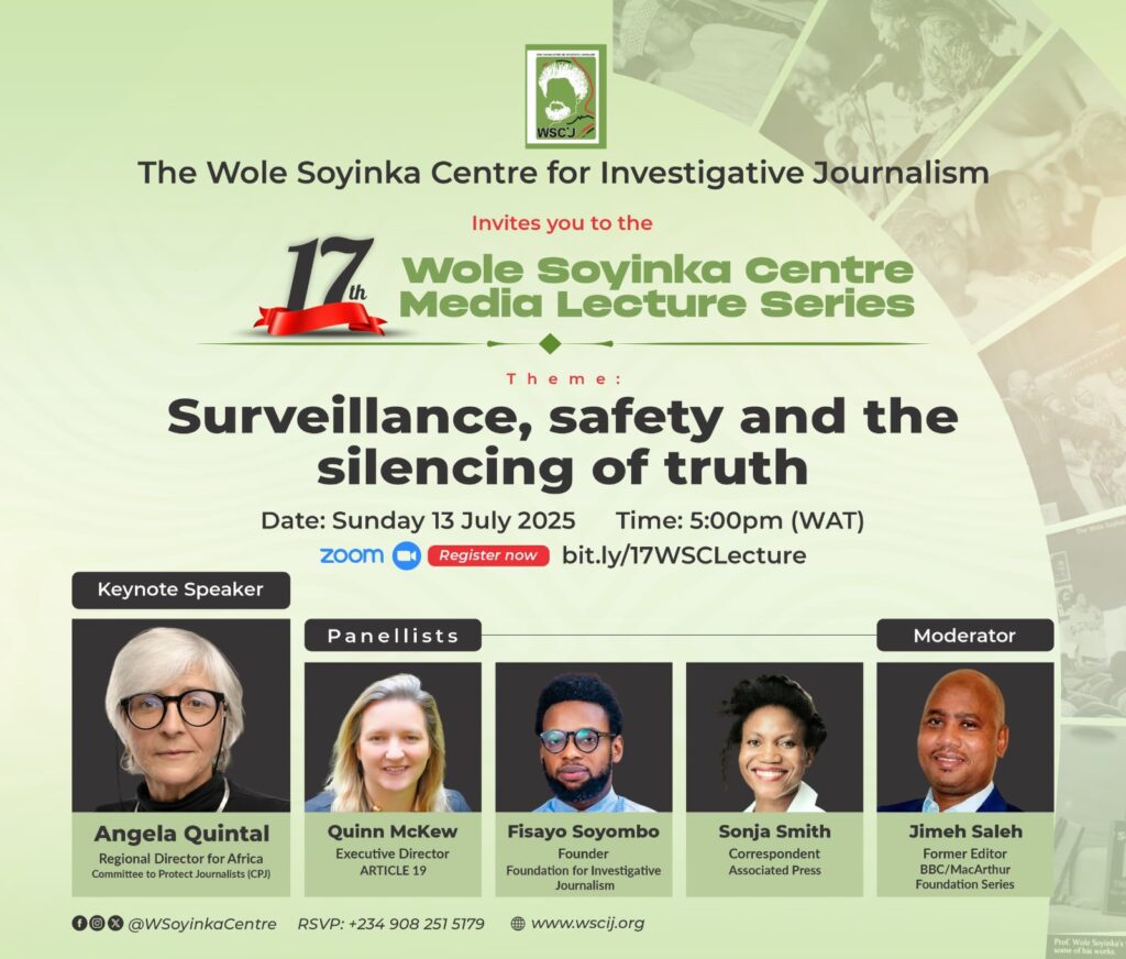 Wole Soyinka Centre Set to Host 17th Media Lecture on Surveillance, Press Freedom