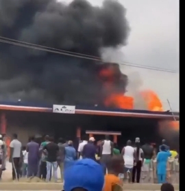 Breaking! Fire Guts Fuel Station in Lagos