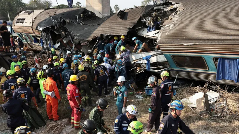 32 Killed, 66 Injured after Crane Collapses on Train in Thailand