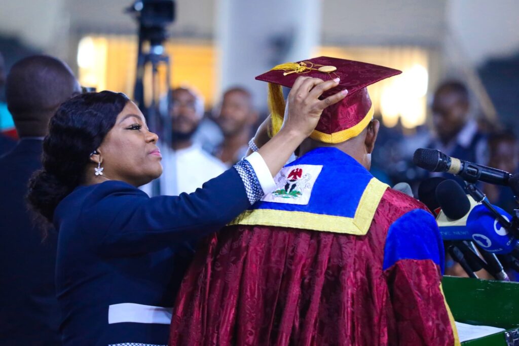Reactions as Wike, Wife Share Romantic Moment During Minister’s Lecture at UNIPORT