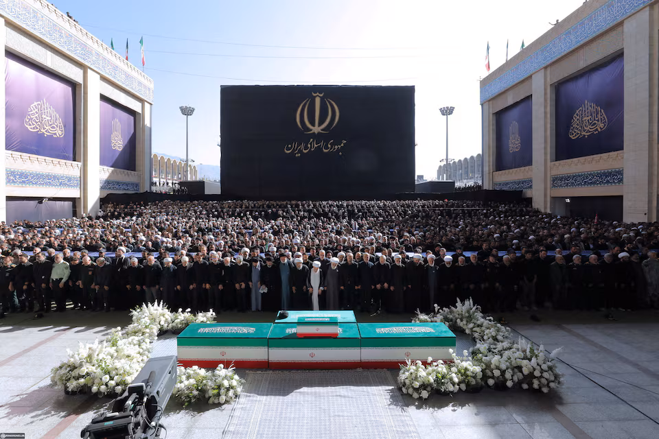 Khamenei’s Successor Absent as Three Sons of Iran’s Slain Leader Appear at Funeral